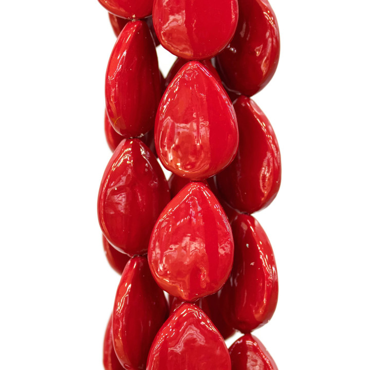 Majorca Red Drops Baroque Flat Pearls 20x30mm