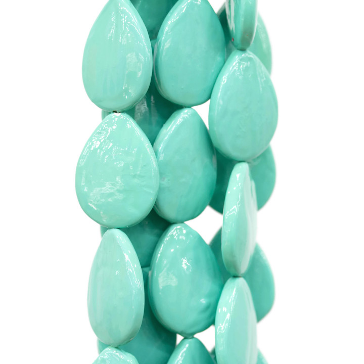 Perles de Majorque Gouttes Vert Turquoise Assiette Baroque 18x25mm
