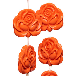 Perles Résine Fil Fleur Rose Double Face 30mm 10pcs Orange