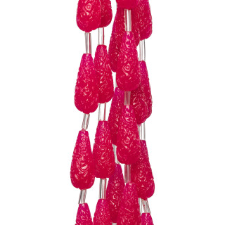 Harzperlen Fadentropfen Graviert 08x20mm 15pz Fuchsia