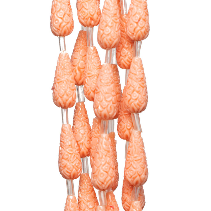 Abalorios de Resina Hilo Gota Grabado 08x20mm 15pcs Pink Angel Skin