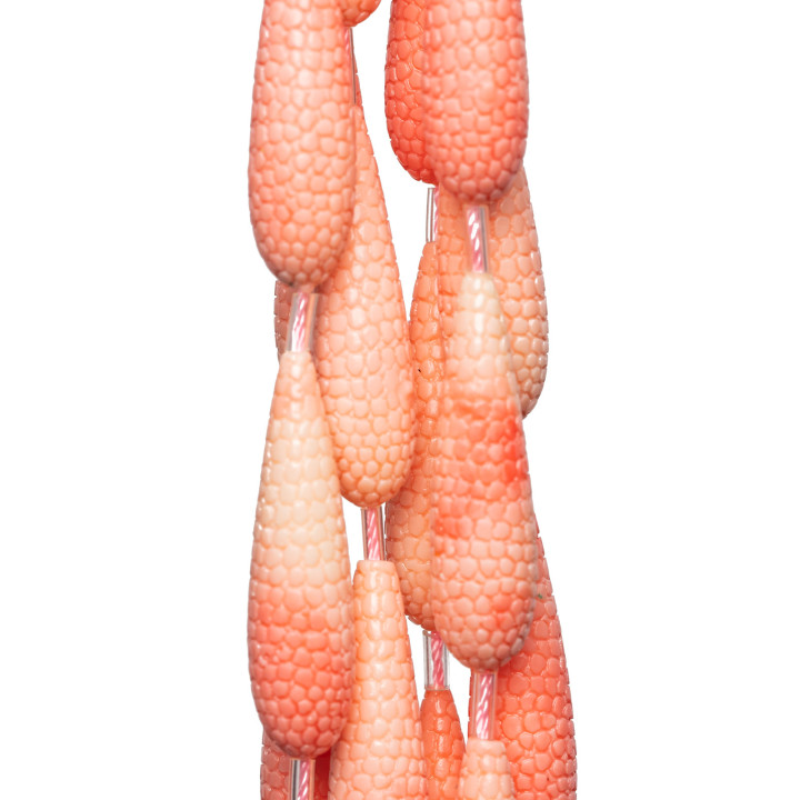 Perline Di Resina A Filo Goccia A Trama 10x38mm Rosa Similpelle D'angelo