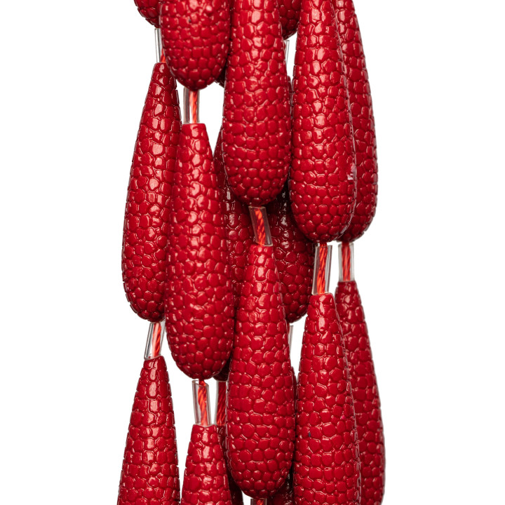 Wefted Drop Wire Resin Beads 10x38mm Red