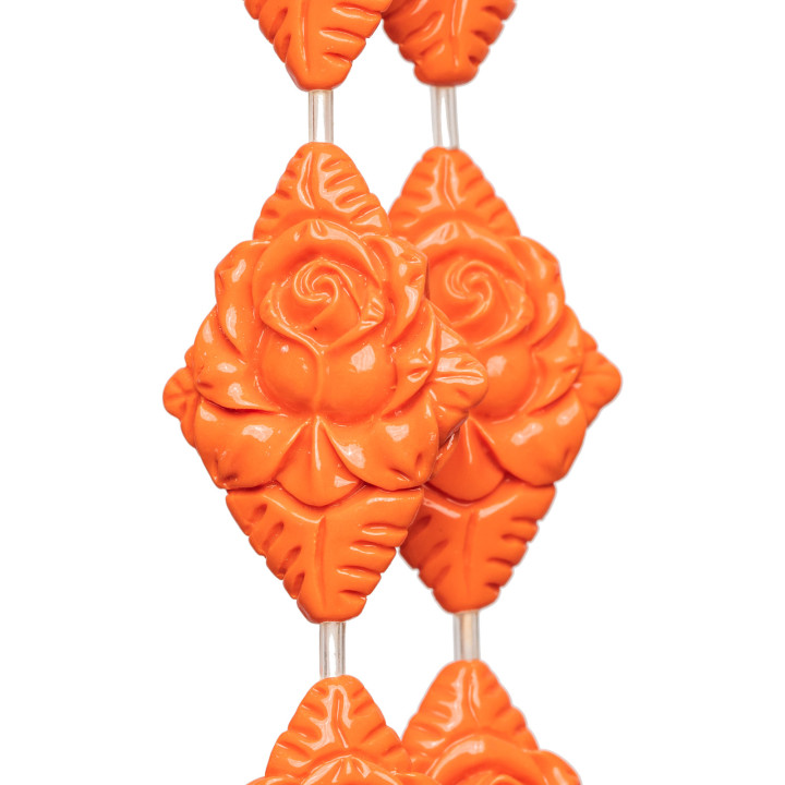 Abalorios De Resina Rombo 35x45mm 8pz Naranja