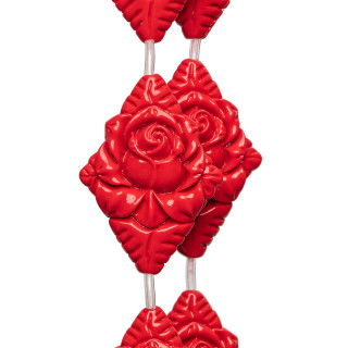 Perles Résine Losange Fil 35x45mm 8pz Rouge