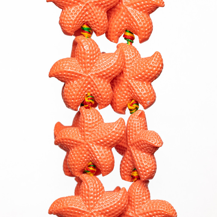 Cuentas De Resina De Alambre Estrella De Mar 23mm 14pcs Naranja-Rosa