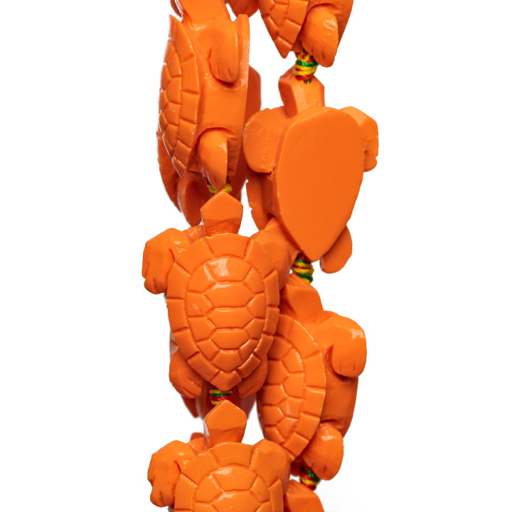 Turtle Strand Resin Beads 24x36x14mm 11pcs Orange
