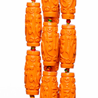 Cuentas de resina de alambre de tubo grabado 14x34mm 10pcs Naranja