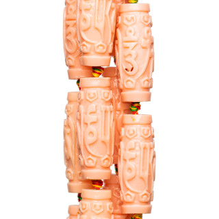 Perles Résine Fil Tube Gravé 14x34mm 10pcs Rose