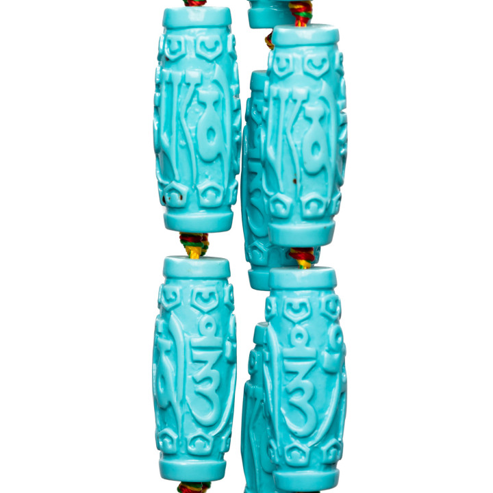 Cuentas de resina de alambre de tubo grabado 14x34mm 10pcs turquesa