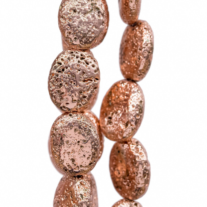 Lavastein, rosévergoldet, oval, flach, 15 x 20 mm