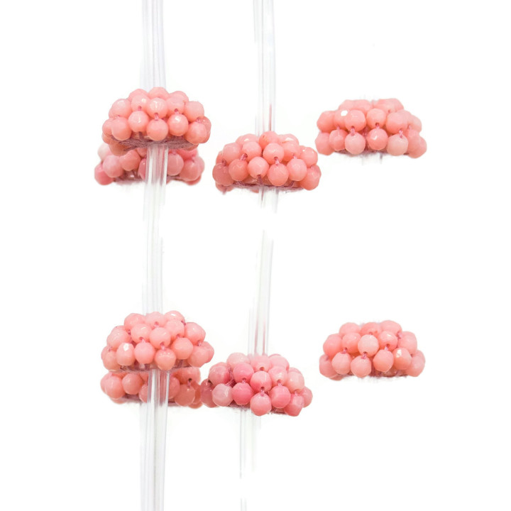 Blackberry Stone Tressé Corail Bambou Rose Demi-sphère 15mm 11pcs