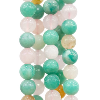 Amazonite Mixte Et Quartz Rose Pierres Rondes Lisses 8mm