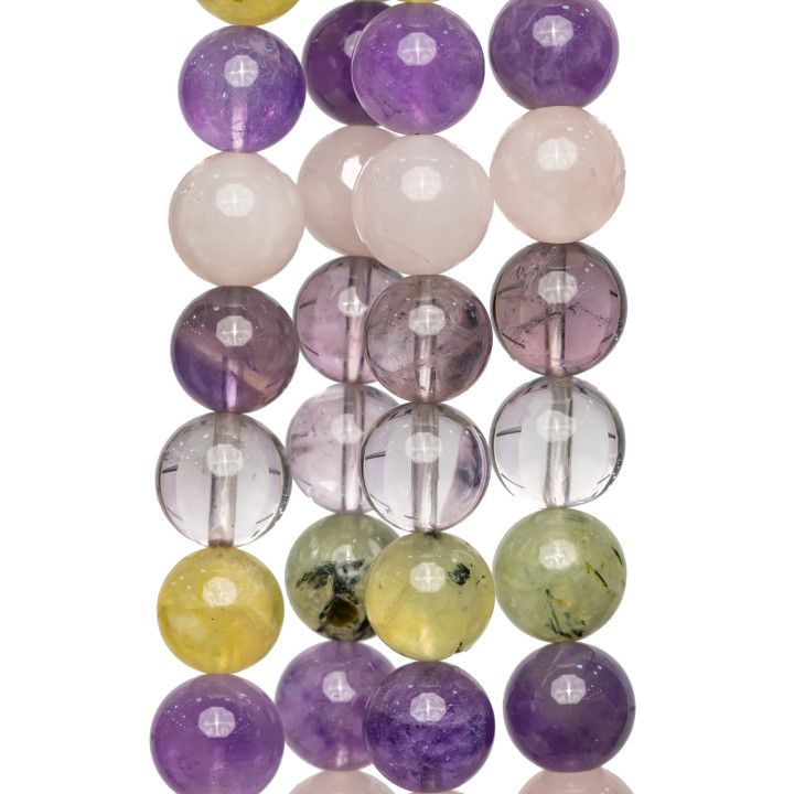 Πολύχρωμος Quartz Amethyst Smoky Quartz Prenite Rose Quartz Στρογγυλός Λείος 11mm