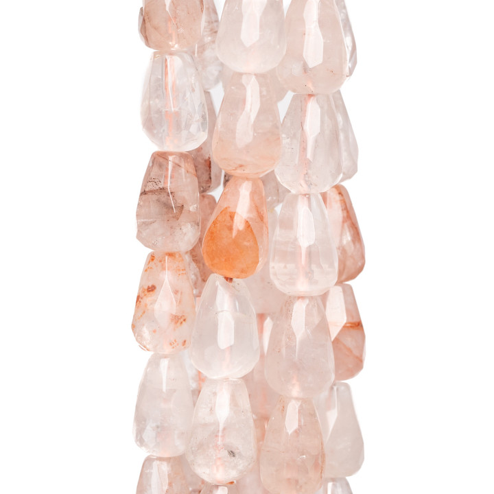 Quartz Powder Drops Faceted Briolette 10x15mm