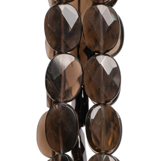 Rauchquarz Oval Flach facettiert 12x16mm
