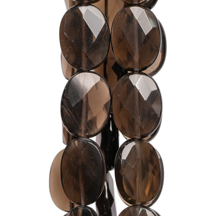 Rauchquarz Oval Flach facettiert 13x18mm