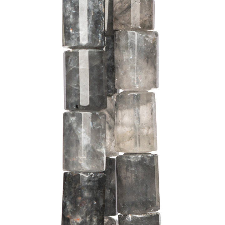 Facettierter grauer Quarzzylinder 13x18mm