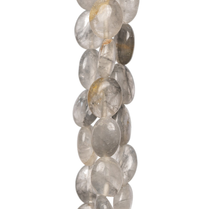 Flat Oval Grey Quartz 08x10mm Τραχύ