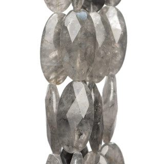 Quartz Gris Ovale Plat Facette 12x20mm