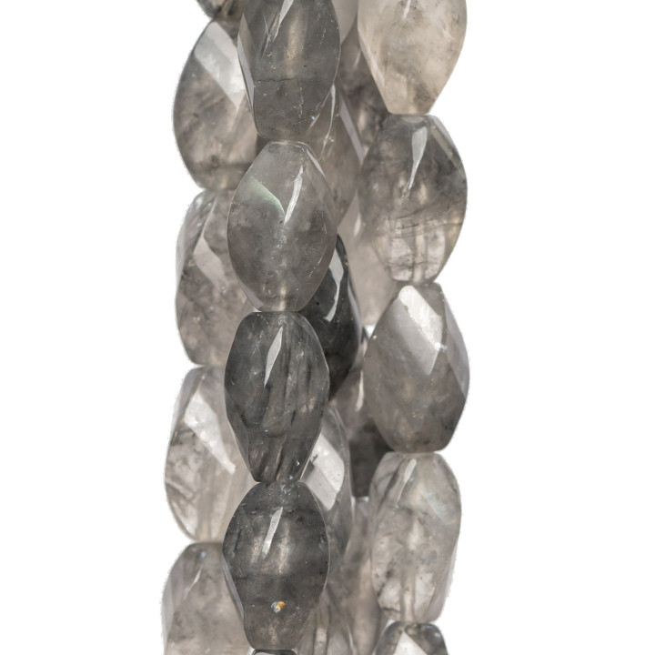 Rice Grey Quartz Wavy Faceted 10x20mm