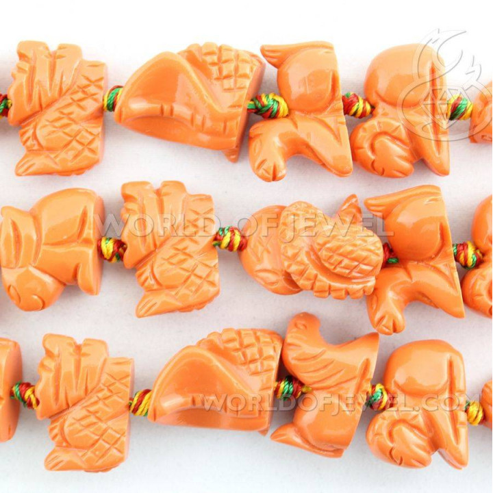 Resina Animali Misti 18x23mm 12pz Arancio