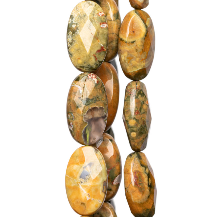 Rhyolith, oval, facettiert, flach, 15 x 25 mm