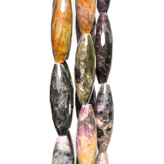 Tourmaline Multicolore Riz Brut Facette 12x40mm