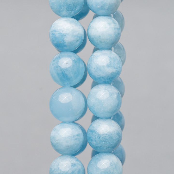 Lait Aigue-Marine Rond Lisse (ZSM) 14mm