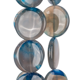 Blue Agate Round Flat Smooth 40mm Gradient