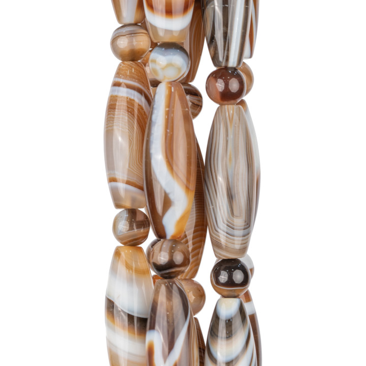 Brown Agate Smooth Rice 14x40mm Medium