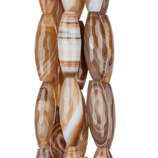 Agate Brune Rayée Riz Facette 15x30mm Brun Moyen