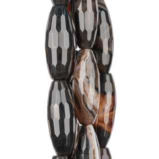 Ágata Marrón Arroz Facetado Rayado 15x30mm Marrón Oscuro