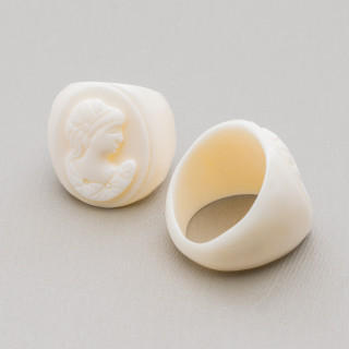 Anillo de Hueso Natural Grabado a Mano 24mm MOD1