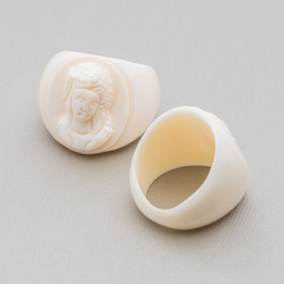 Anillo de Hueso Natural Grabado a Mano 24mm MOD2