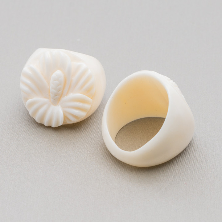 Bague en os naturel gravée à la main 24 mm MOD4