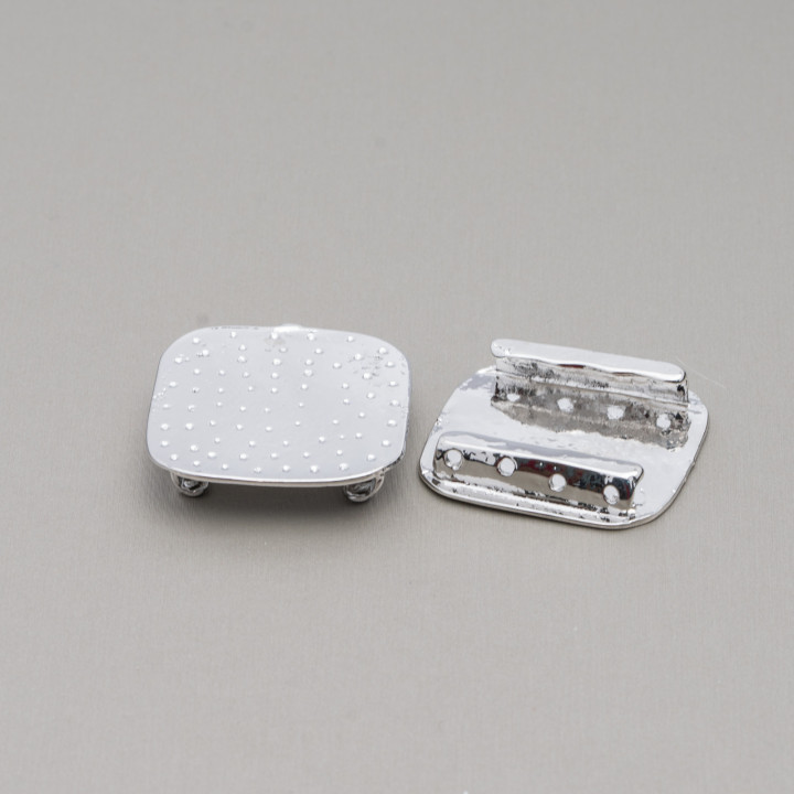 Messingsockel für zentrale 4 Drähte 34 mm 8 Stück Rhodium