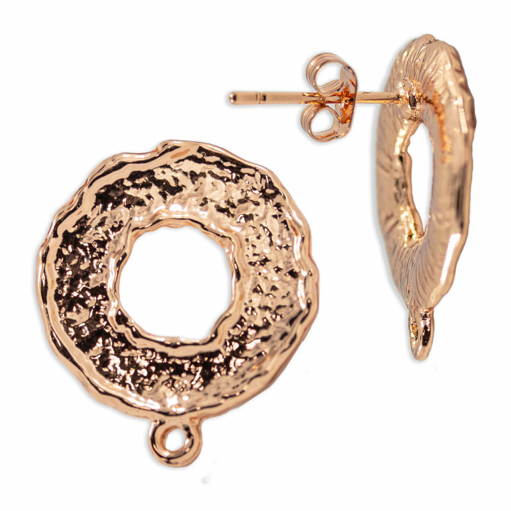 Boucles d'Oreilles Tige Bronze Base 18x21mm 10 Paires Or Rose