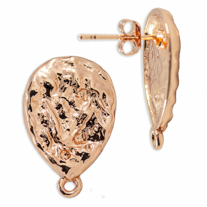Base Para Pendientes Bronce Gota 13x18mm 10 Pares Oro Rosa