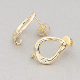 Base Para Aretes Bronce Gota Fantasía 13x18mm 7 Pares Dorado