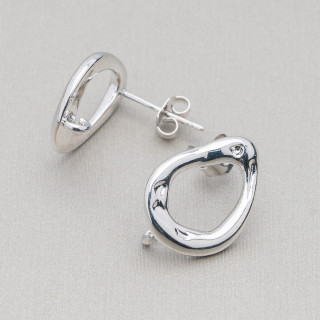 Base Pour Boucles D'oreilles Clous En Bronze Goutte Fantaisie 13x18mm 7 Paires Rhodié