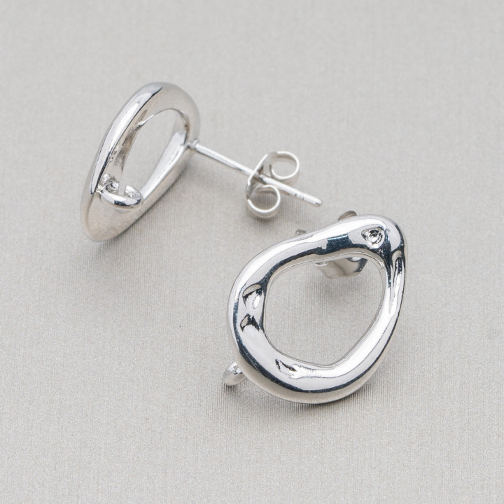 Base Pour Boucles D'oreilles Clous En Bronze Goutte Fantaisie 13x18mm 7 Paires Rhodié