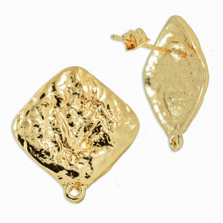 Bronze Stud Earring Base Rhombus 20mm 10 Pairs Golden