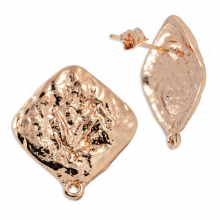 Bronze Rhombus Ohrstecker Basis 20mm 10 Paar Roségold