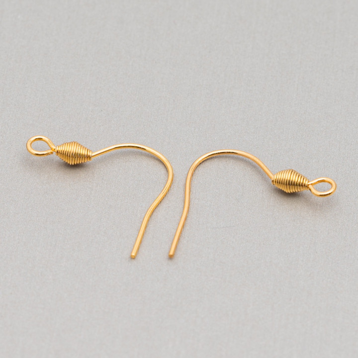 316L Steel Earring Base for Earrings with Spiral 100 Pairs Gold Plated