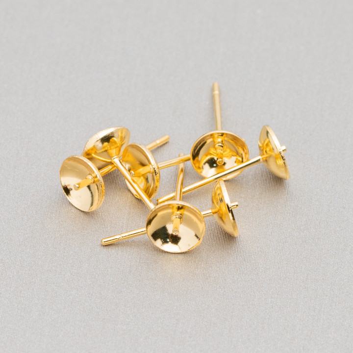 Boucles D'Oreilles Tige Acier Base Avec Cuvette 4mm 40gr Plaqué Or 240 Paires