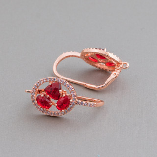 Ovale Fermé Crochet Laiton Boucle D'oreille Base Avec Cat Eye Cabochon Ensemble 13.5x25mm 5 Paires Or Rose Ros