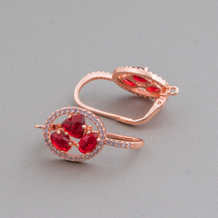 Ovale Fermé Crochet Laiton Boucle D'oreille Base Avec Cat Eye Cabochon Ensemble 13.5x25mm 5 Paires Or Rose Ros