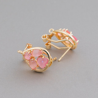 13 x 16 mm Katzenauge Cabochon Tropfen Tropfen Messing geschlossene Ohrstecker Basis 5 Paar goldenes Pulver