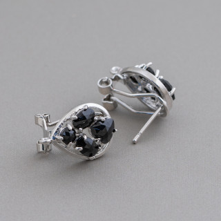 13x16mm Ojo de Gato Cabujón Gota Gota Cerrado Latón Stud Pendientes Base 5 Pares Rodio Negro